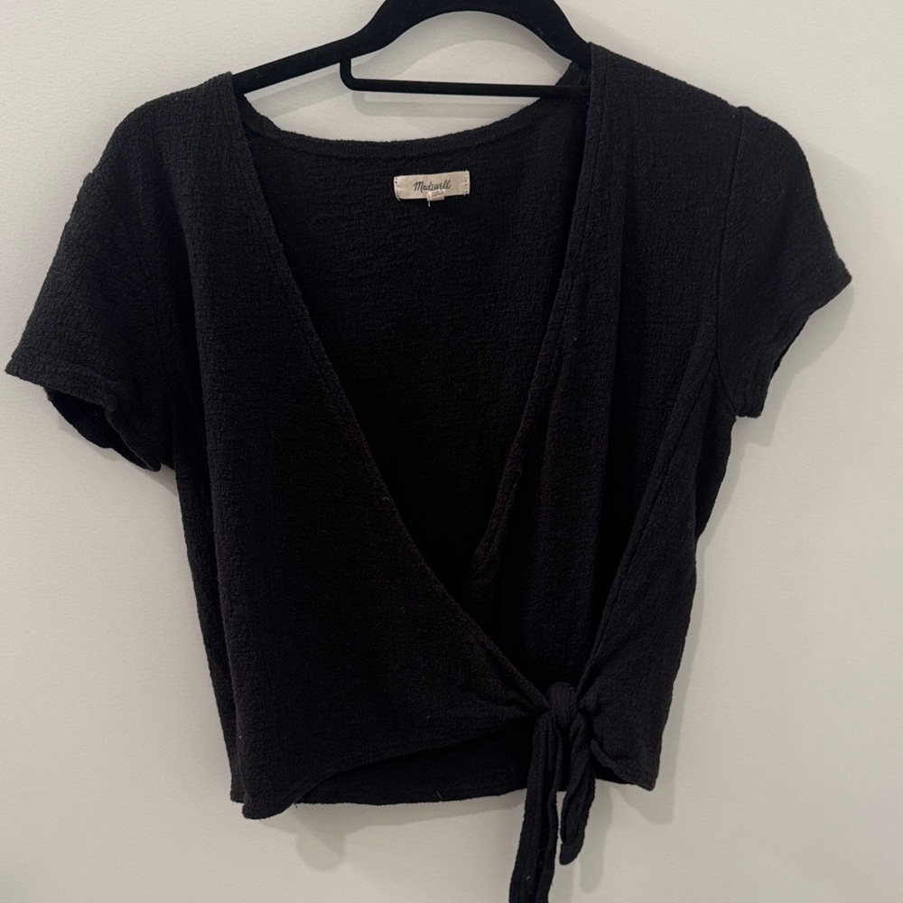 Madewell Black Tie-Front Crop Top